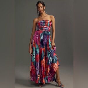 Hutch Sabine Strapless Pleated Maxi Dress